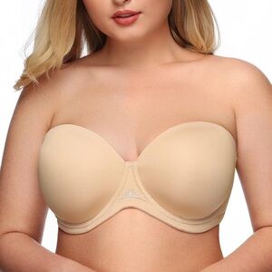 Tan Strapless Bra with Seamless Design